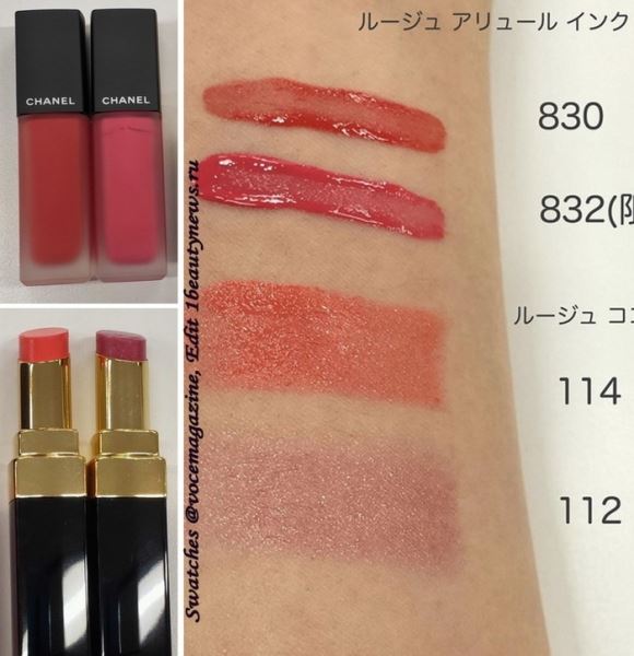 Свотчи губных помад Chanel Le Blanc Rouge Allure Ink and Rouge Coco Flash Spring 2020 — Swatches
