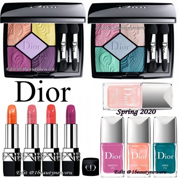 Свотчи новой палетки теней для век Dior 5 Couleurs Eyeshadow 327 Blue Beat Glow Vibes Spring 2020 — Swatches