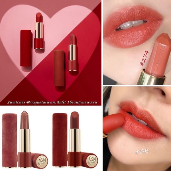 Свотчи на губах новых губных помад Lancome L'Absolu Rouge Valentines Day 2020 — Swatches